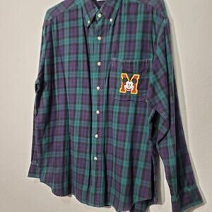 90s Mickey Mouse Walt Disney button up flannel shirt large Disneyland